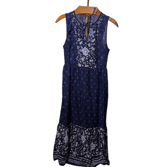 Old Navy Navy Blue Floral Maxi Dress Boho Festival Medium - Picture 2 of 14